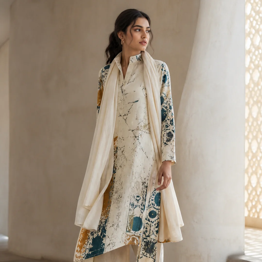 Batik-inspired fashion editorial concept.